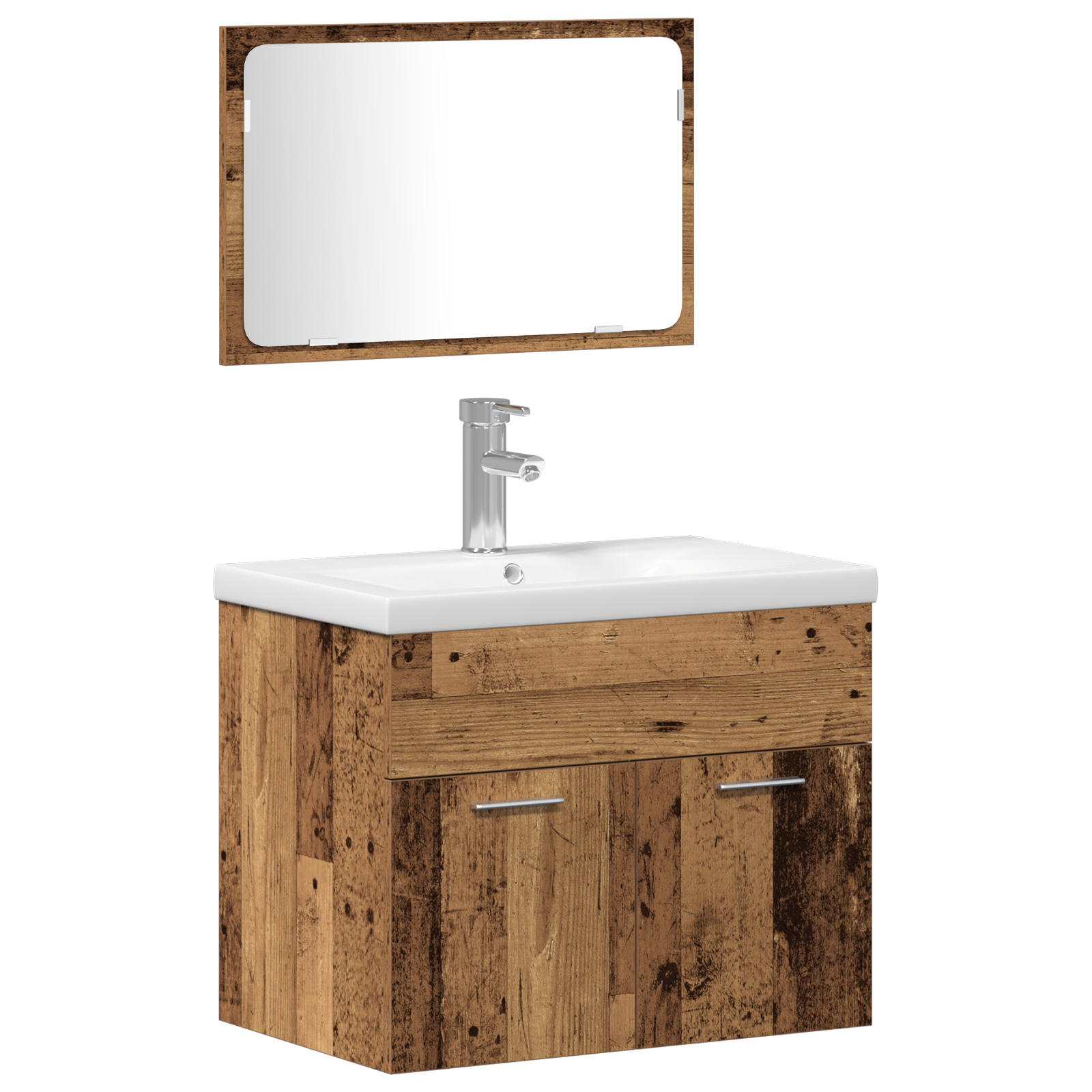 5 Piece Bathroom Furniture Set Old Wood Engineered Wood - Image 6