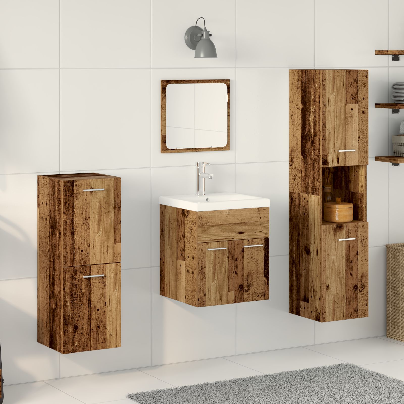 5 Piece Bathroom Furniture Set Old Wood Engineered Wood