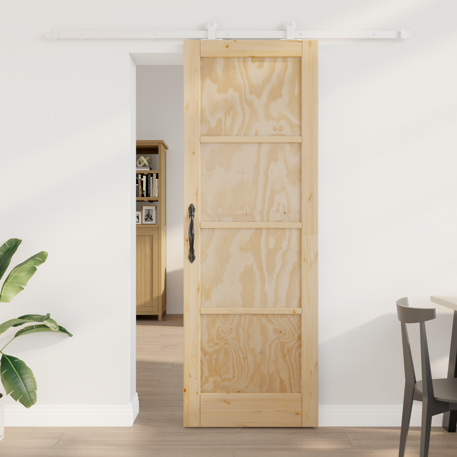 Porta Scorrevole con Set di Fissaggi 'ORKDAL'Legno Massello di Pino 3333412