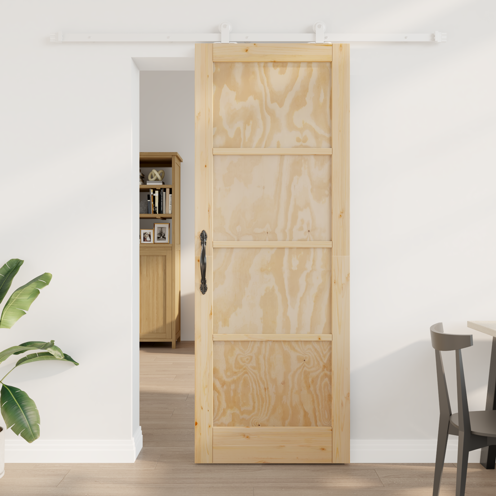 Porta Scorrevole con Set di Hardware 'ORKDAL'in Legno Massello di Pino 3333416