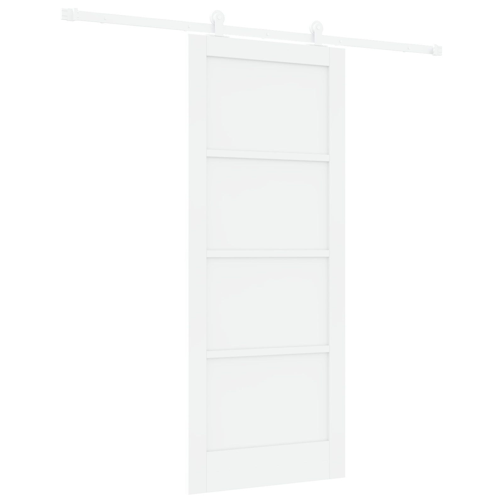 Sliding Door with Hardware Set 'ORKDAL'White Solid Wood Pine - Image 2