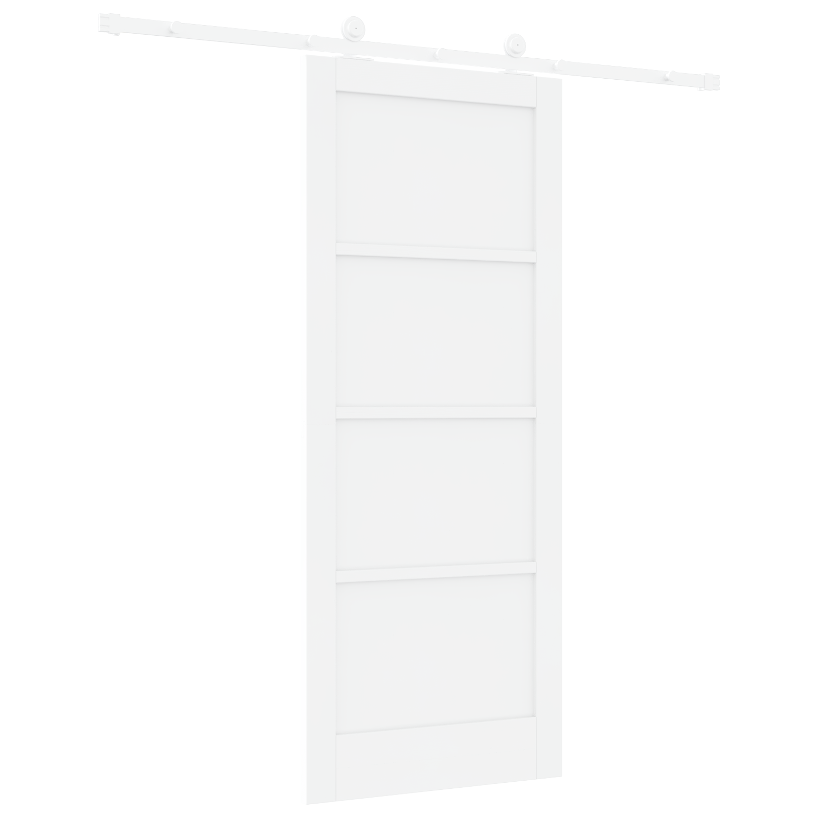 Sliding Door with Hardware Set 'ORKDAL'White Solid Wood Pine - Image 6