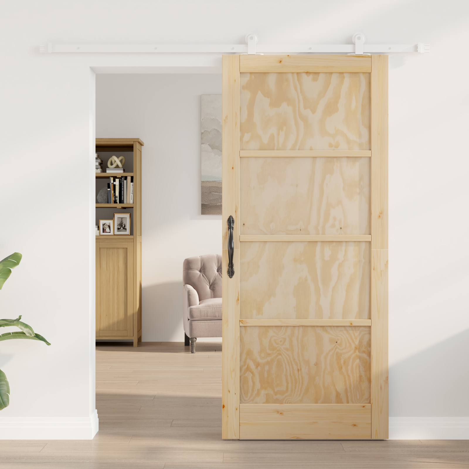 Sliding Door with Hardware Set "ORKDAL" Solid Wood Pine - Image 3
