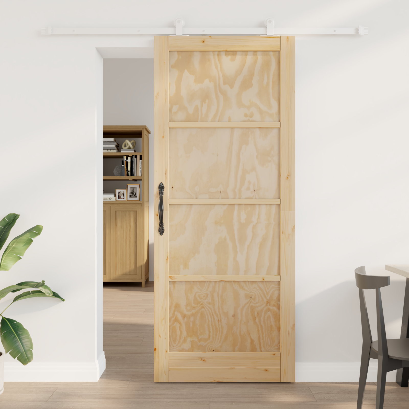 Sliding Door with Hardware Set 'ORKDAL'Solid Wood Pine