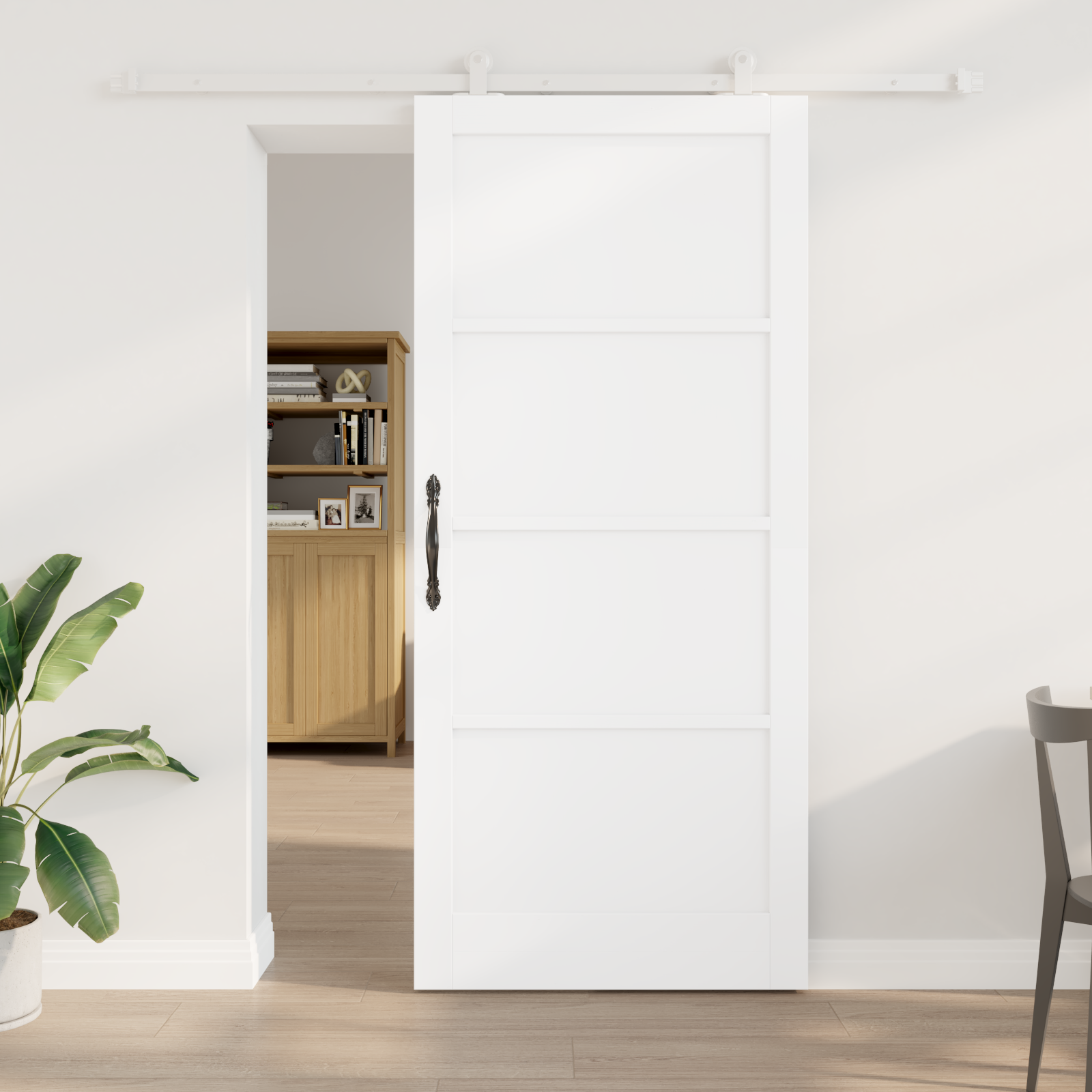 Porta scorrevole con set di hardware 'ORKDAL'bianco in legno massello di pino 3333433