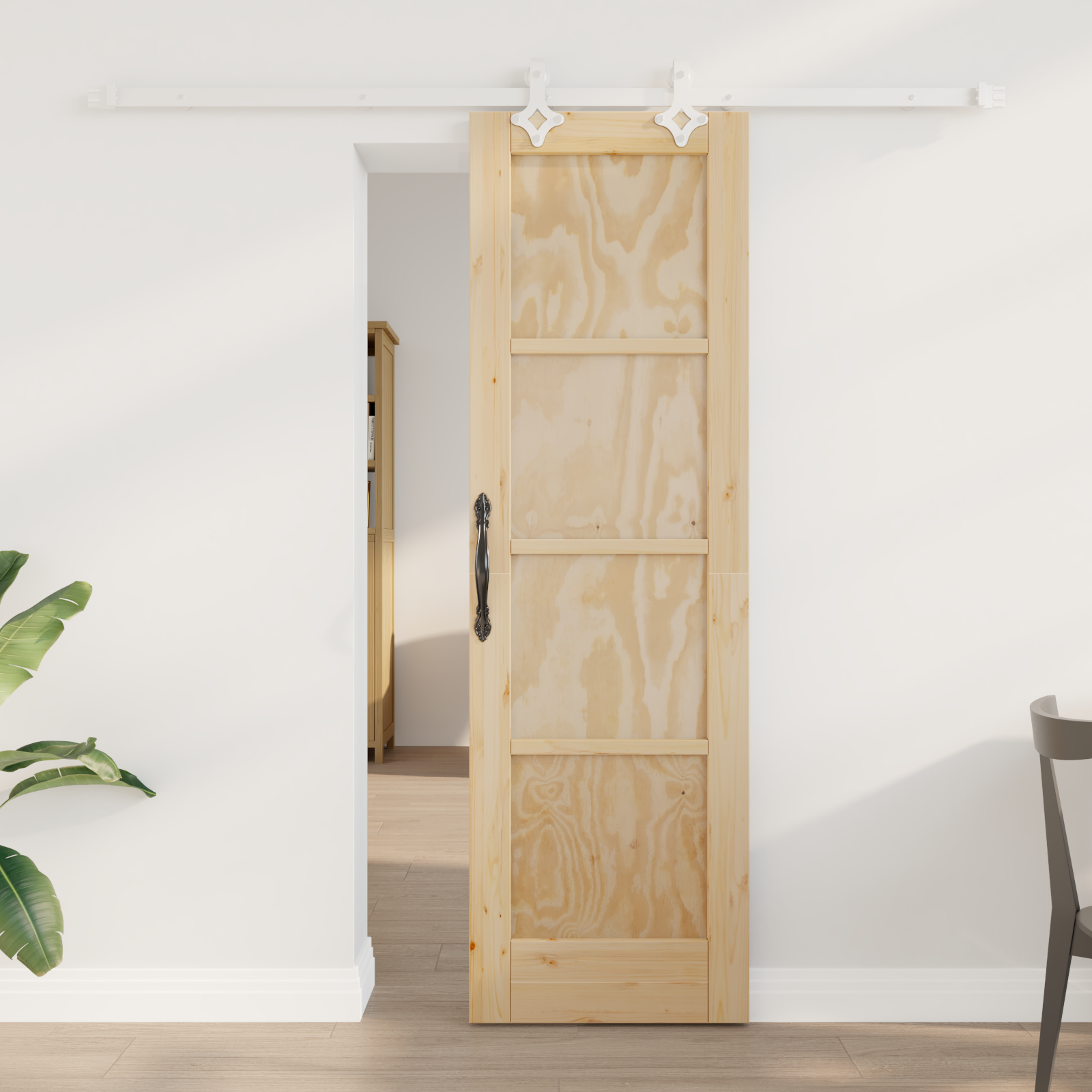 Sliding Door with Hardware Set 61x198.5 cm Solid Wood Pine