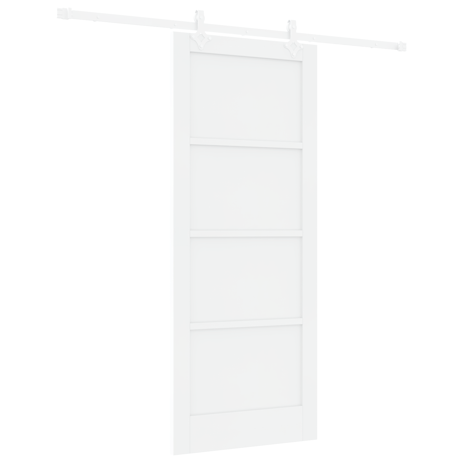 Sliding Door with Hardware Set White 83x202 cm Solid Wood Pine - Image 2