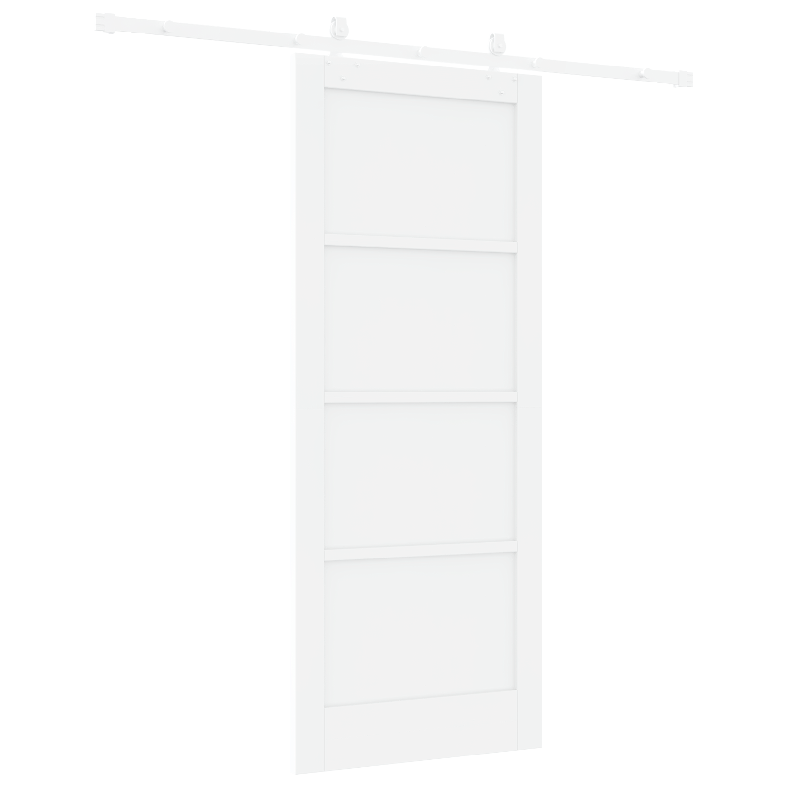 Sliding Door with Hardware Set White 83x202 cm Solid Wood Pine - Image 6