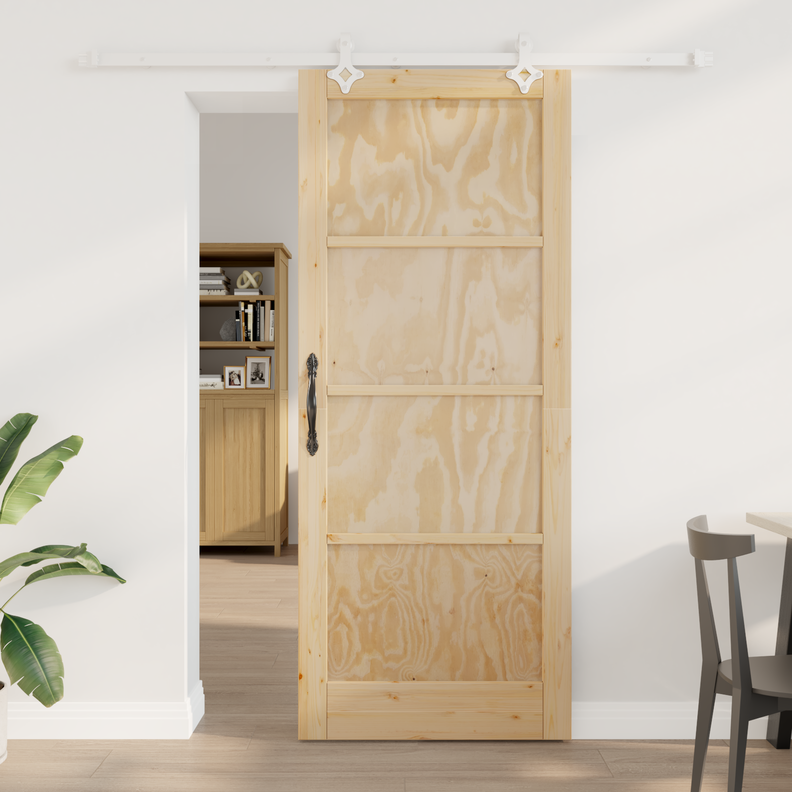 Sliding Door with Hardware Set 86x211 cm Solid Wood Pine