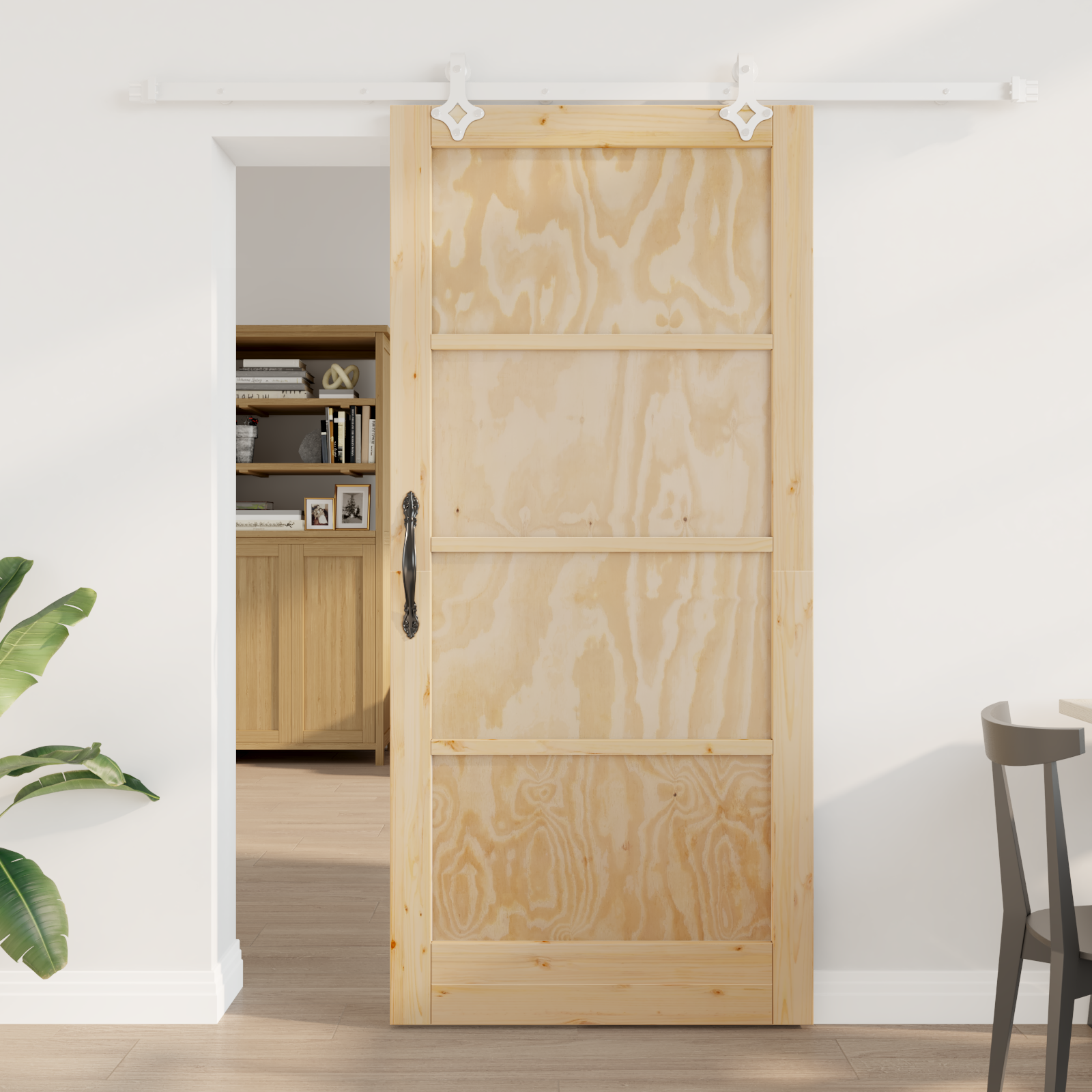 Sliding Door with Hardware Set 93x202 cm Solid Wood Pine