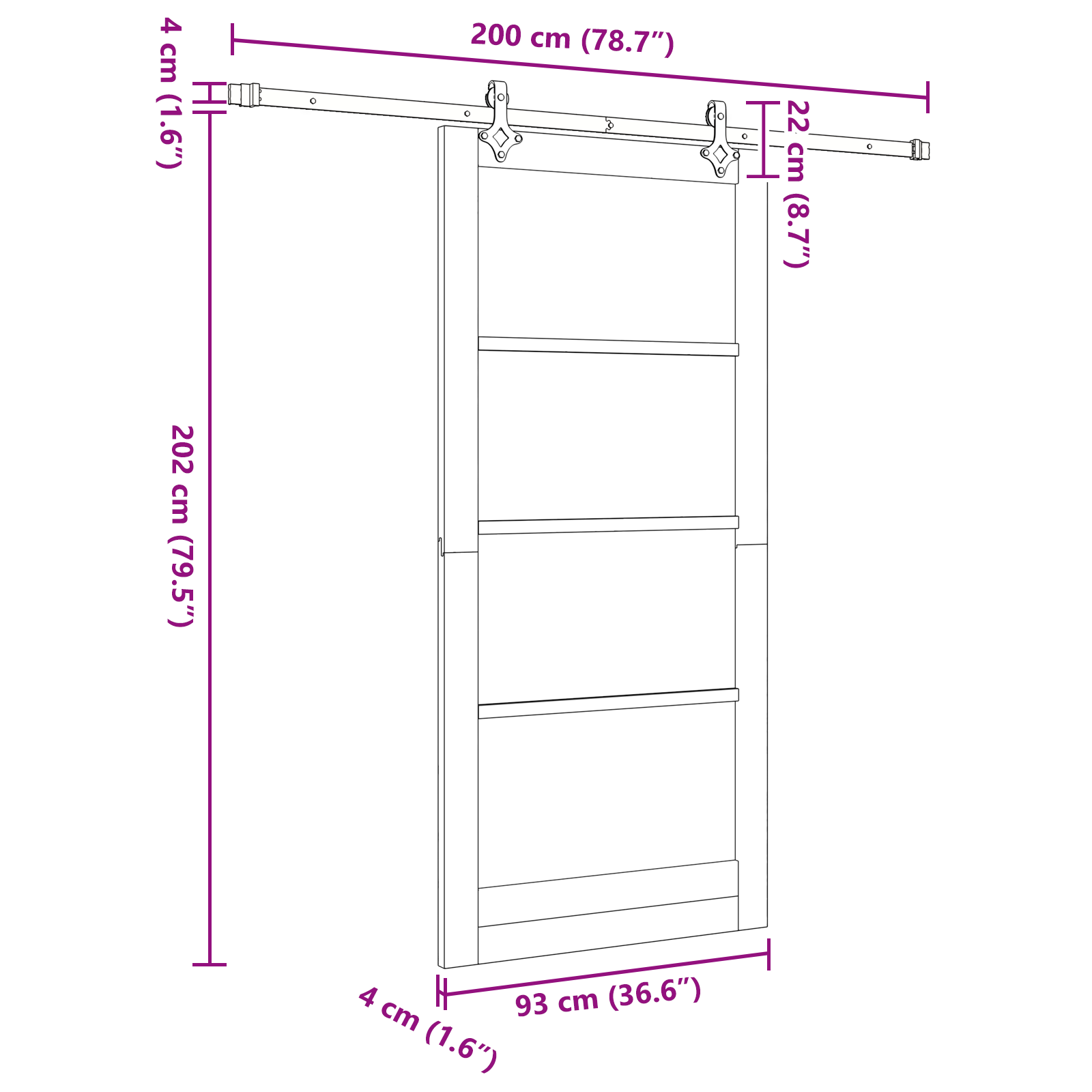 Sliding Door with Hardware Set 93x202 cm Solid Wood Pine - Image 11