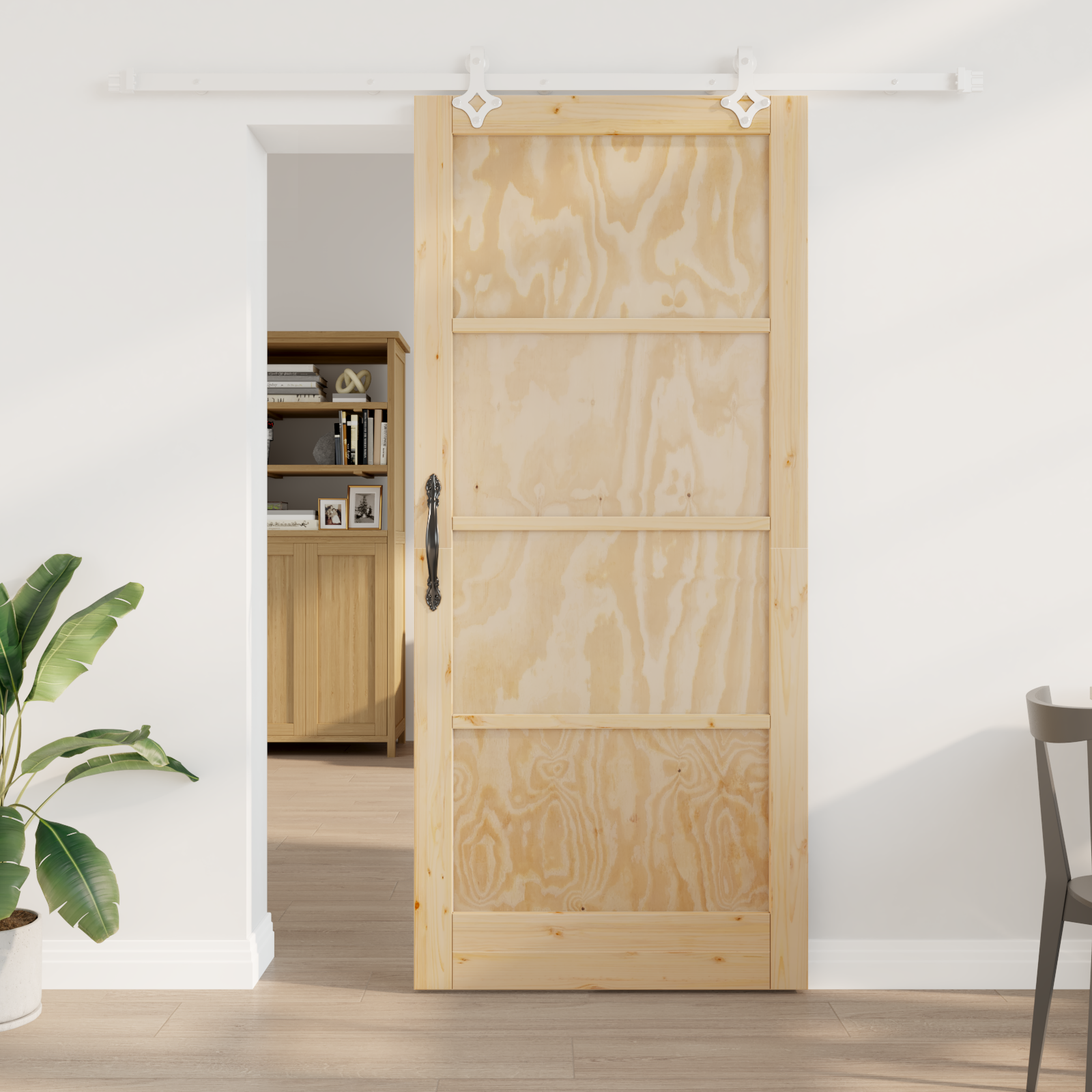 Sliding Door with Hardware Set 93x211 cm Solid Wood Pine