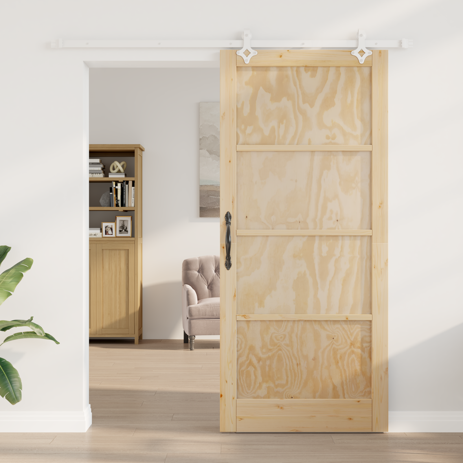Sliding Door with Hardware Set 93x211 cm Solid Wood Pine - Image 3