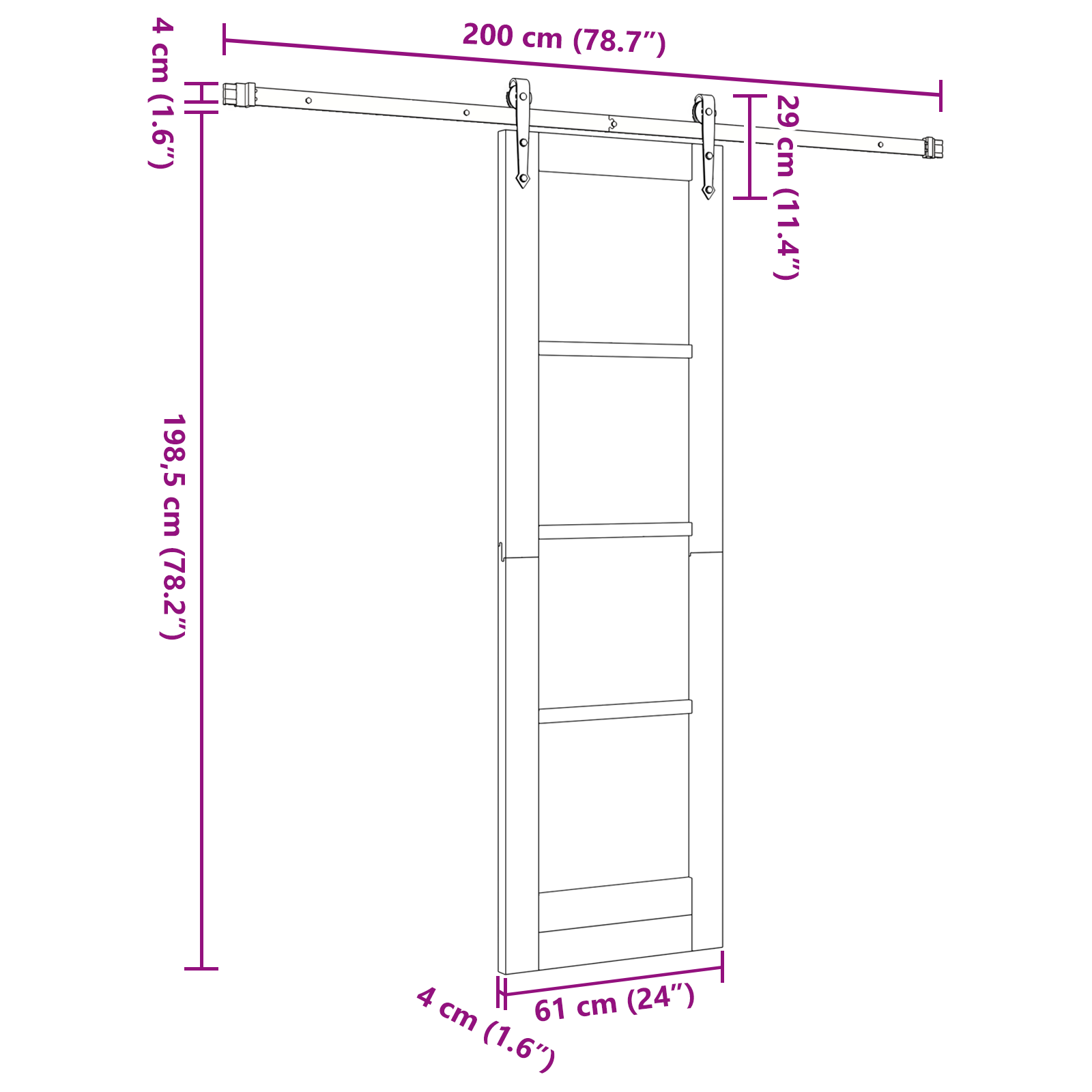 Sliding Door with Hardware Set 61x198.5 cm Solid Wood Pine - Image 11