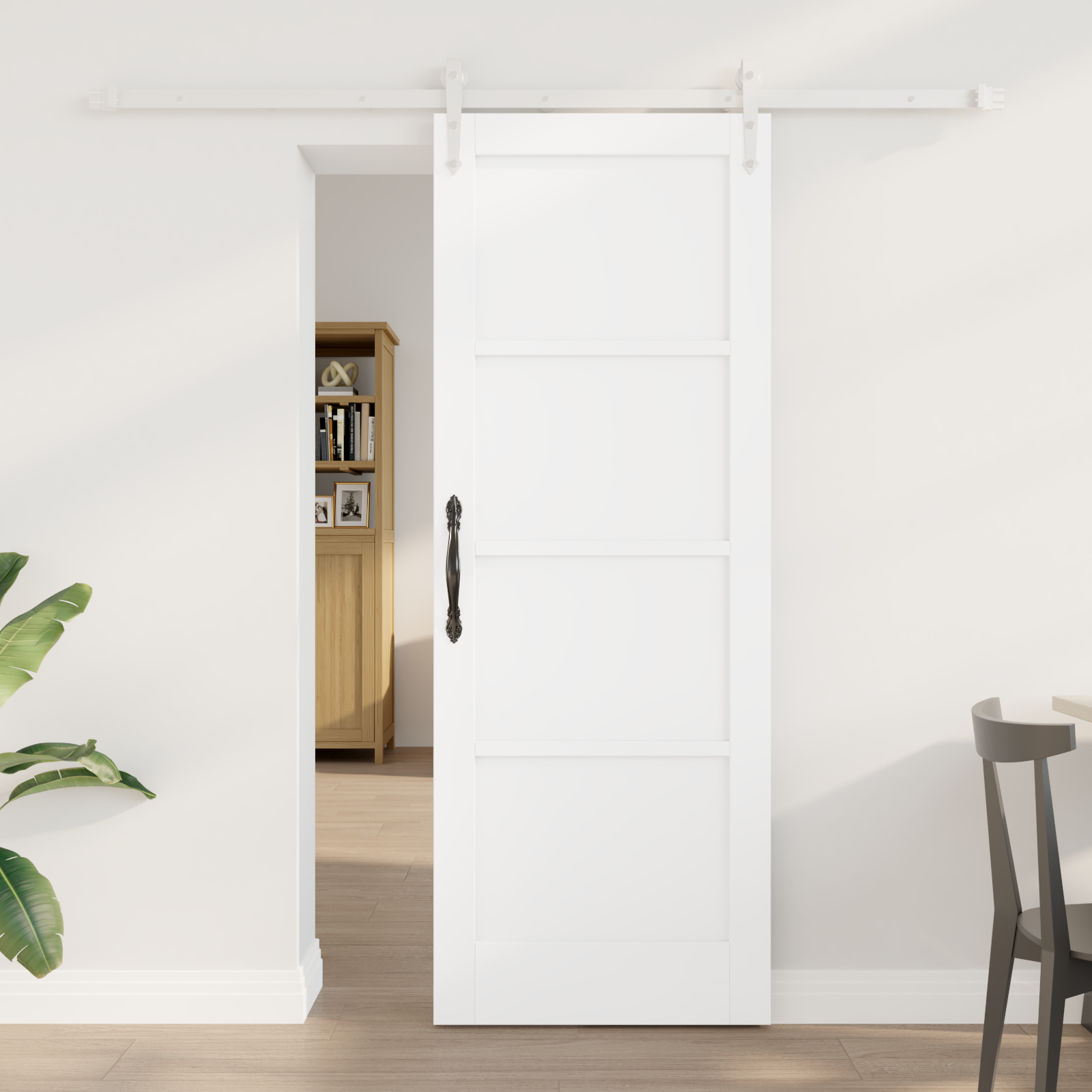 Sliding Door with Hardware Set White 73.5x198.5 cm Solid Wood Pine
