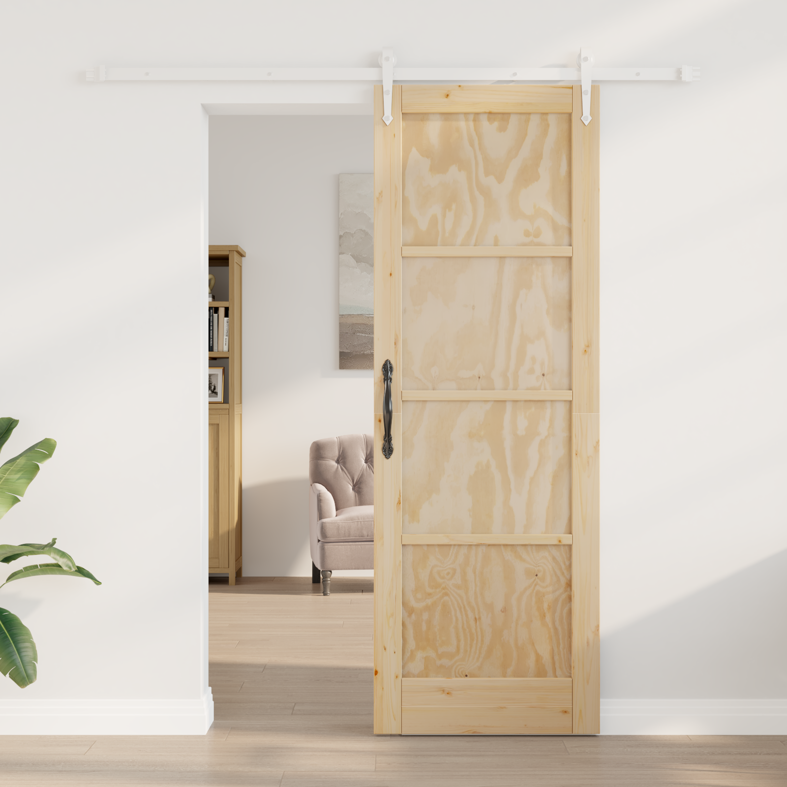 Sliding Door with Hardware Set 73.5x211 cm Solid Wood Pine - Image 3