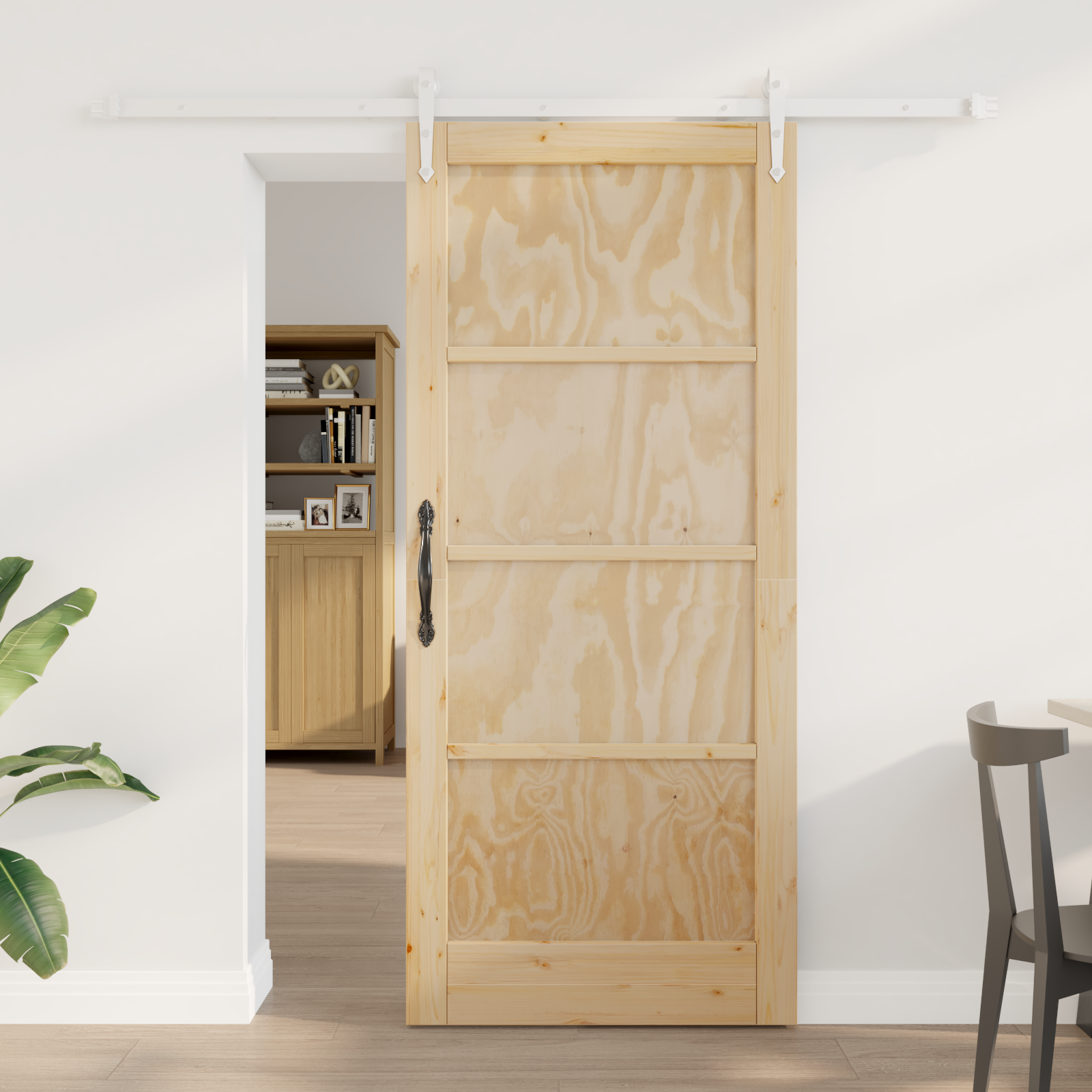 Sliding Door with Hardware Set 78x202 cm Solid Wood Pine