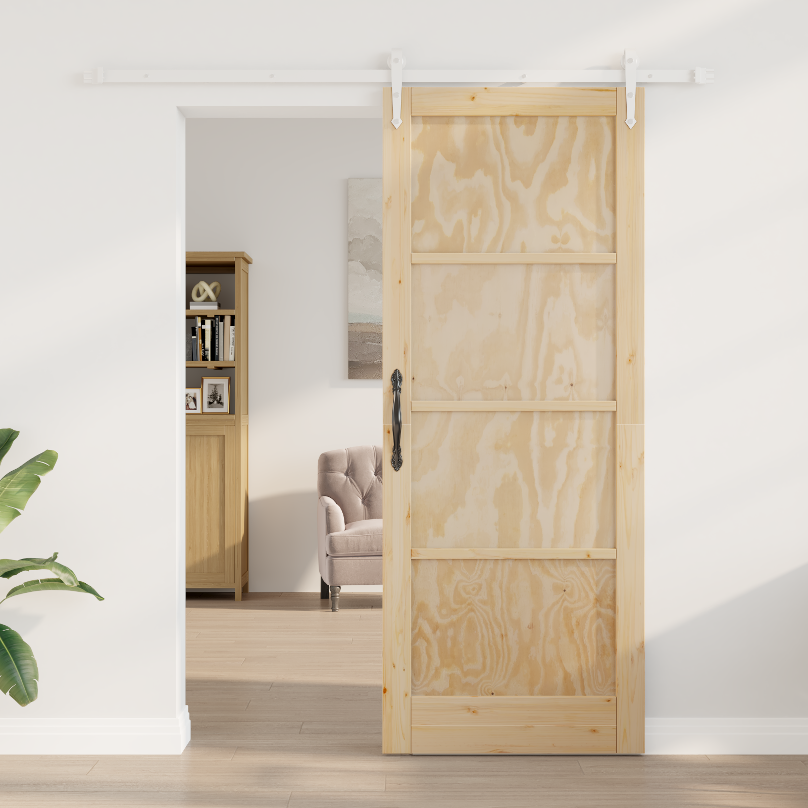 Sliding Door with Hardware Set 83x211 cm Solid Wood Pine - Image 3