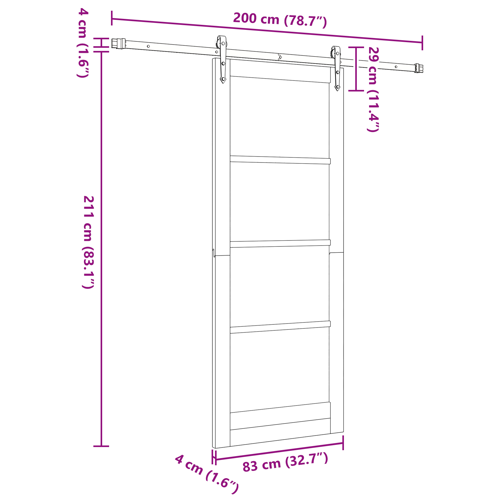 Sliding Door with Hardware Set 83x211 cm Solid Wood Pine - Image 11