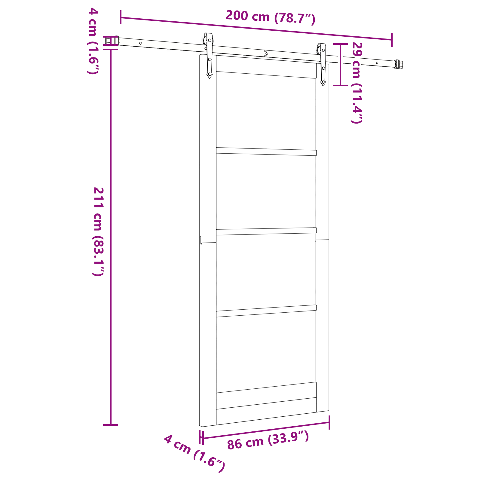 Sliding Door with Hardware Set 86x211 cm Solid Wood Pine - Image 11