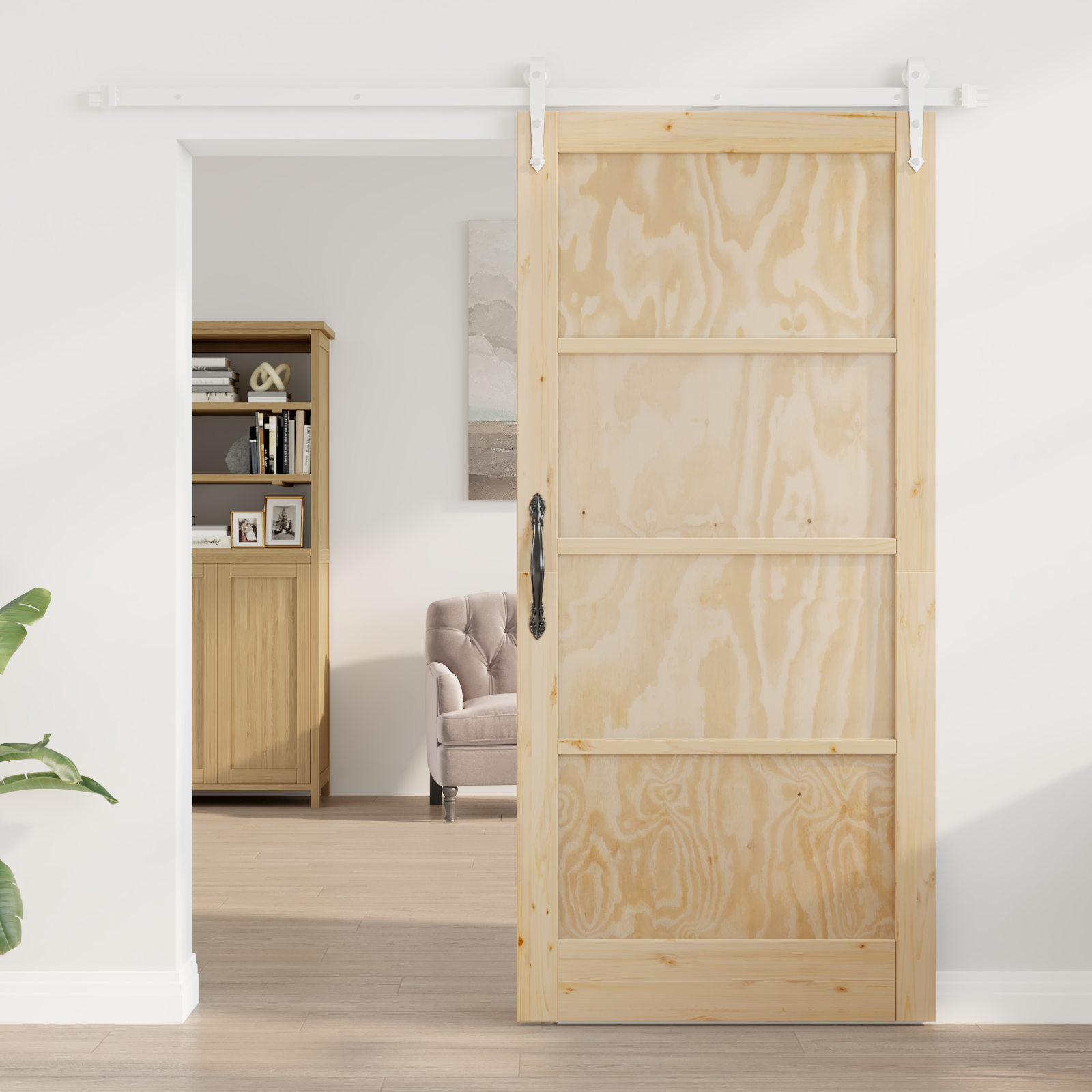 Sliding Door with Hardware Set 93x202 cm Solid Wood Pine - Image 3