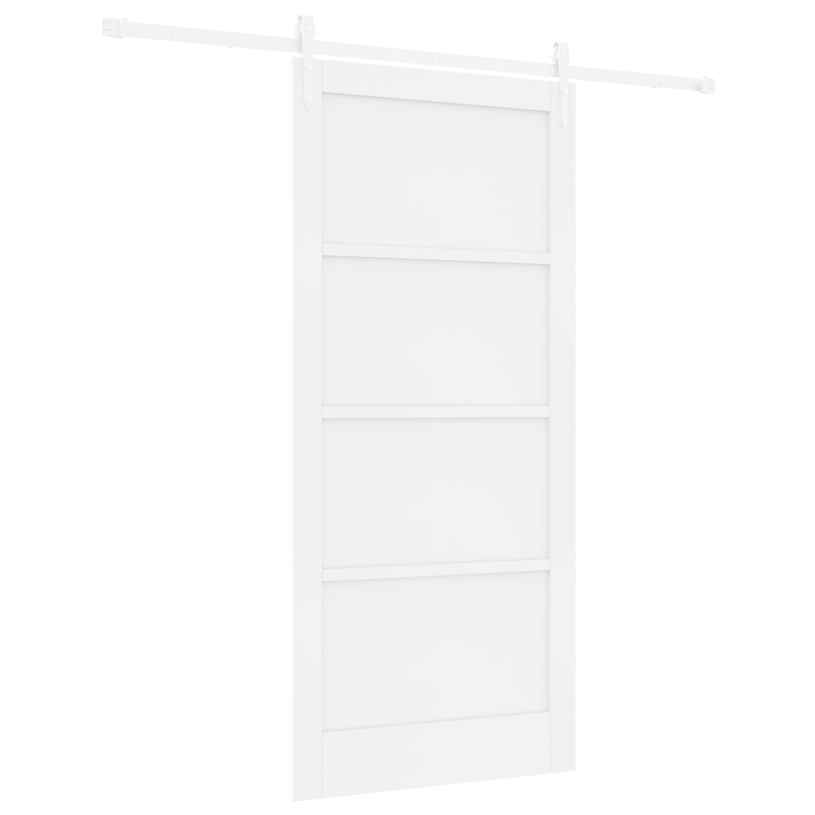 Sliding Door with Hardware Set White 93x202 cm Solid Wood Pine - Image 2
