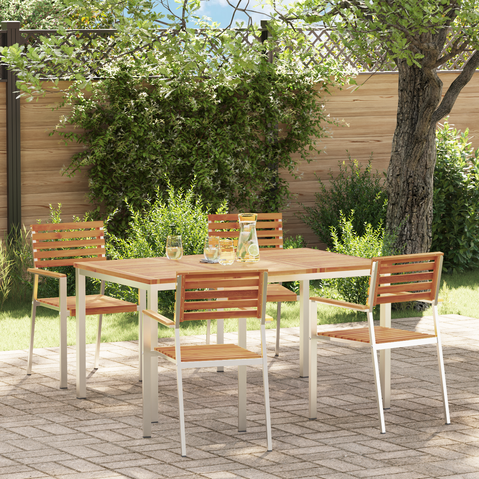 5-delige Tuin Eetset Massief Acacia