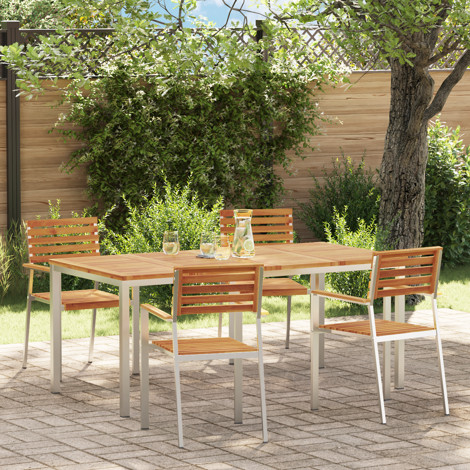 5 Piece Garden Dining Set Solid Wood Acacia