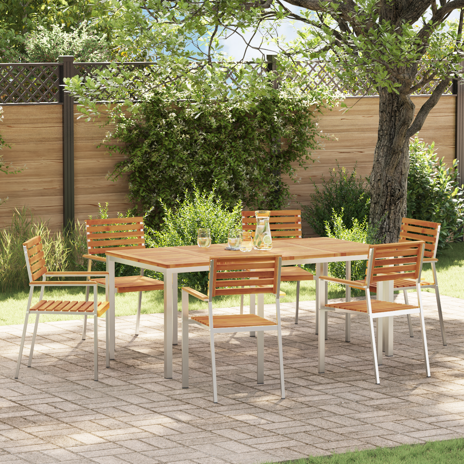 7-delige Tuin Eet Set Massief Hout Acacia