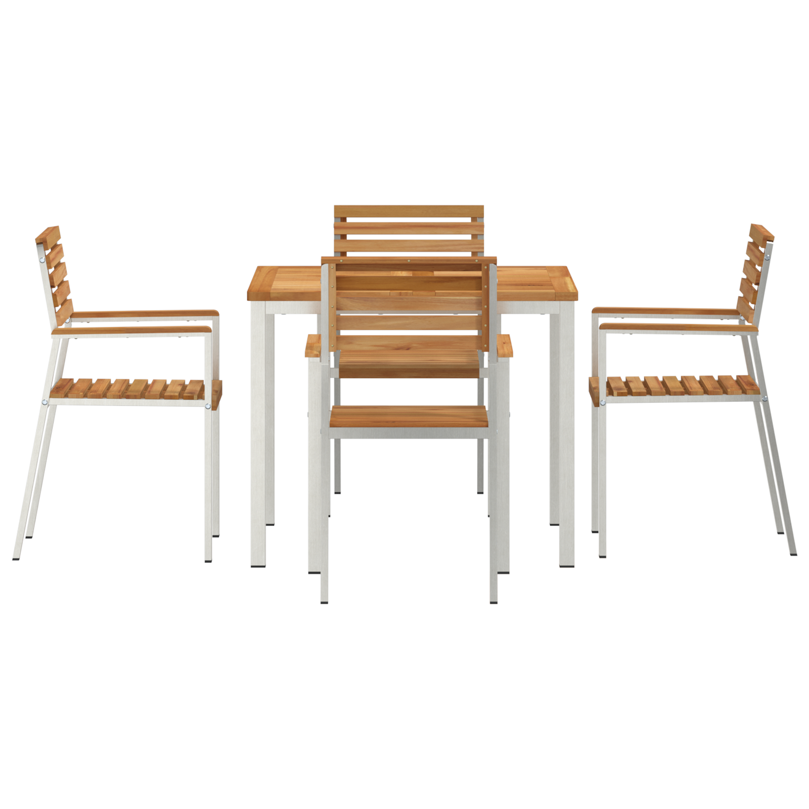 5 части градински комплект за хранене от масивно тиково дърво - Image 7