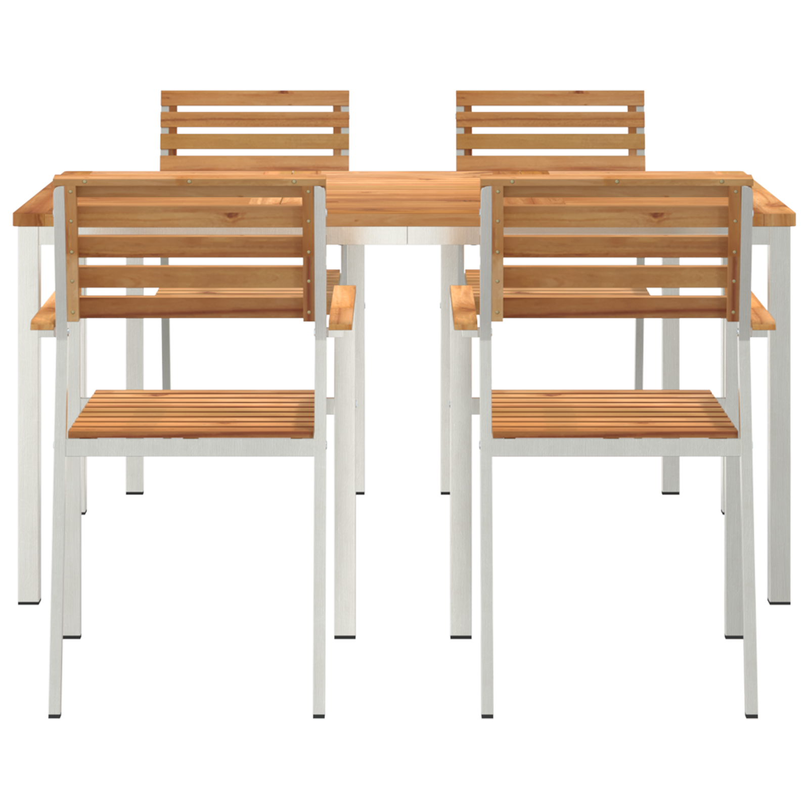 Комплект от 5 части за градинска трапезария Солидно тиково дърво - Image 7