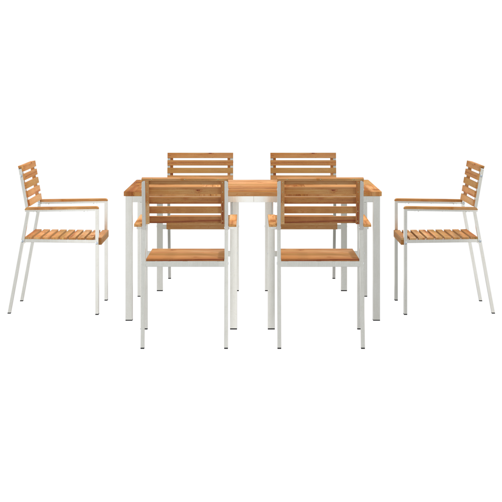 Комплект за градинска трапезария от 7 части с масивен тик - Image 7