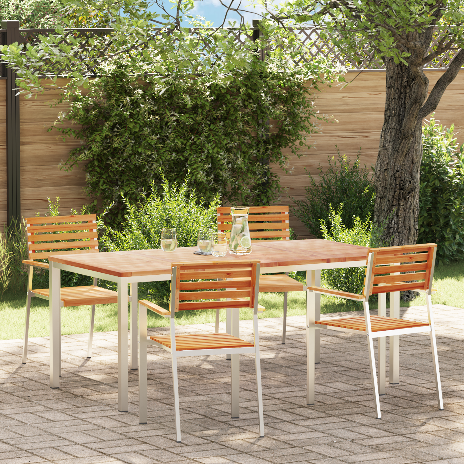 5-delige Tuin Eetset Massief Hout Teak