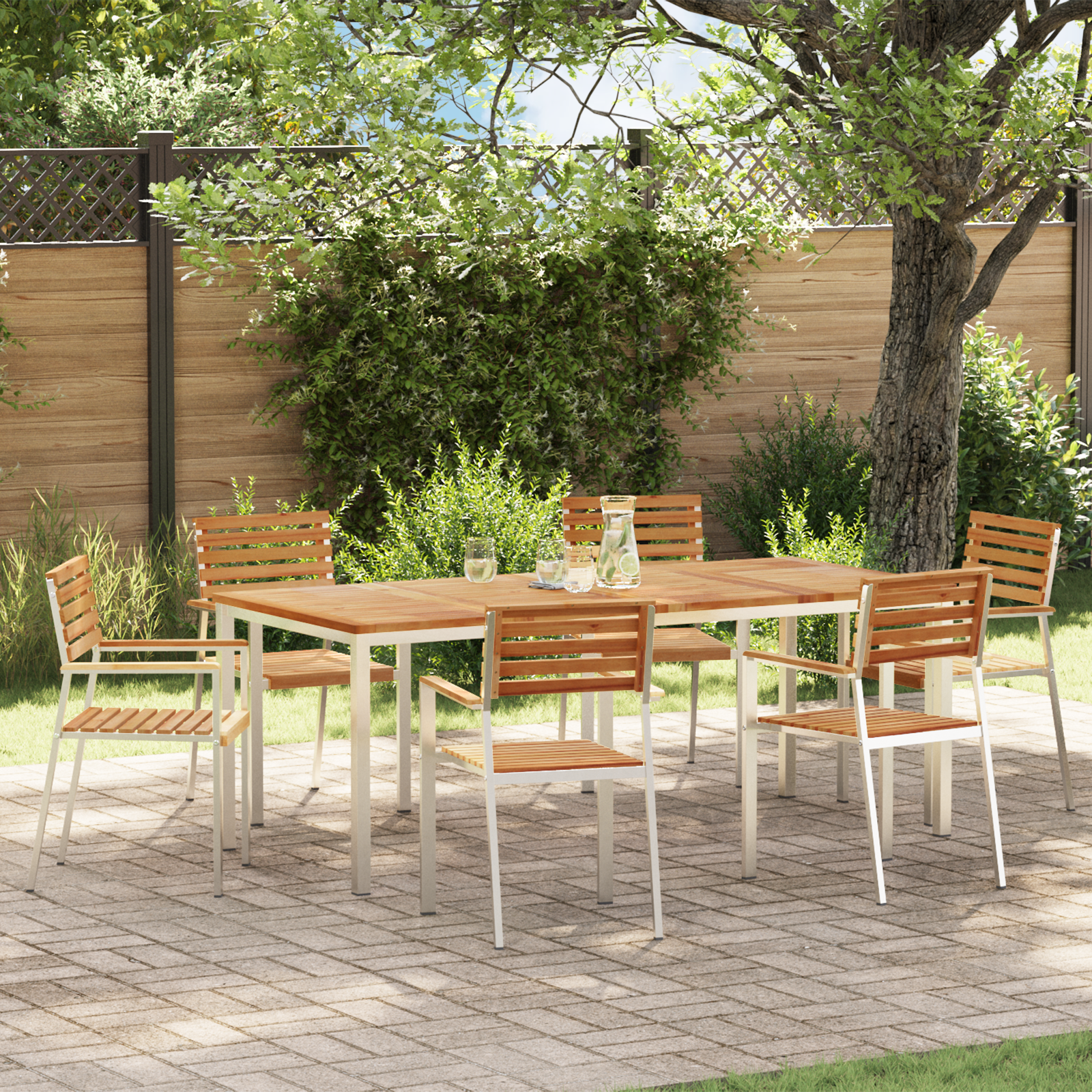 Thumbnail - vidaXL 7-teiliges Gartentischset aus massivem Holz Teak