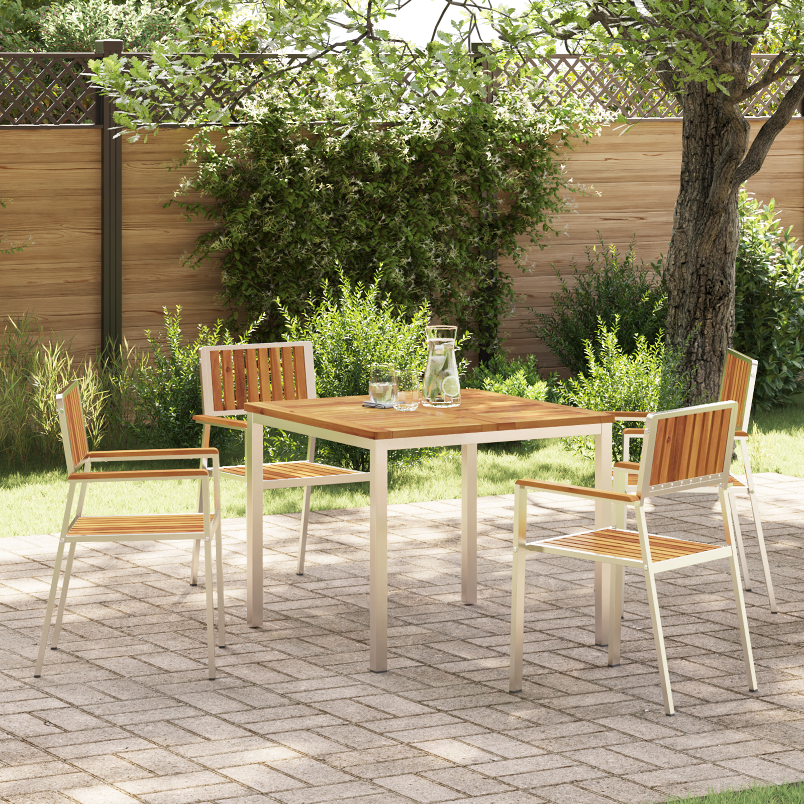 5-delige tuin eettafel set van massief acaciahout