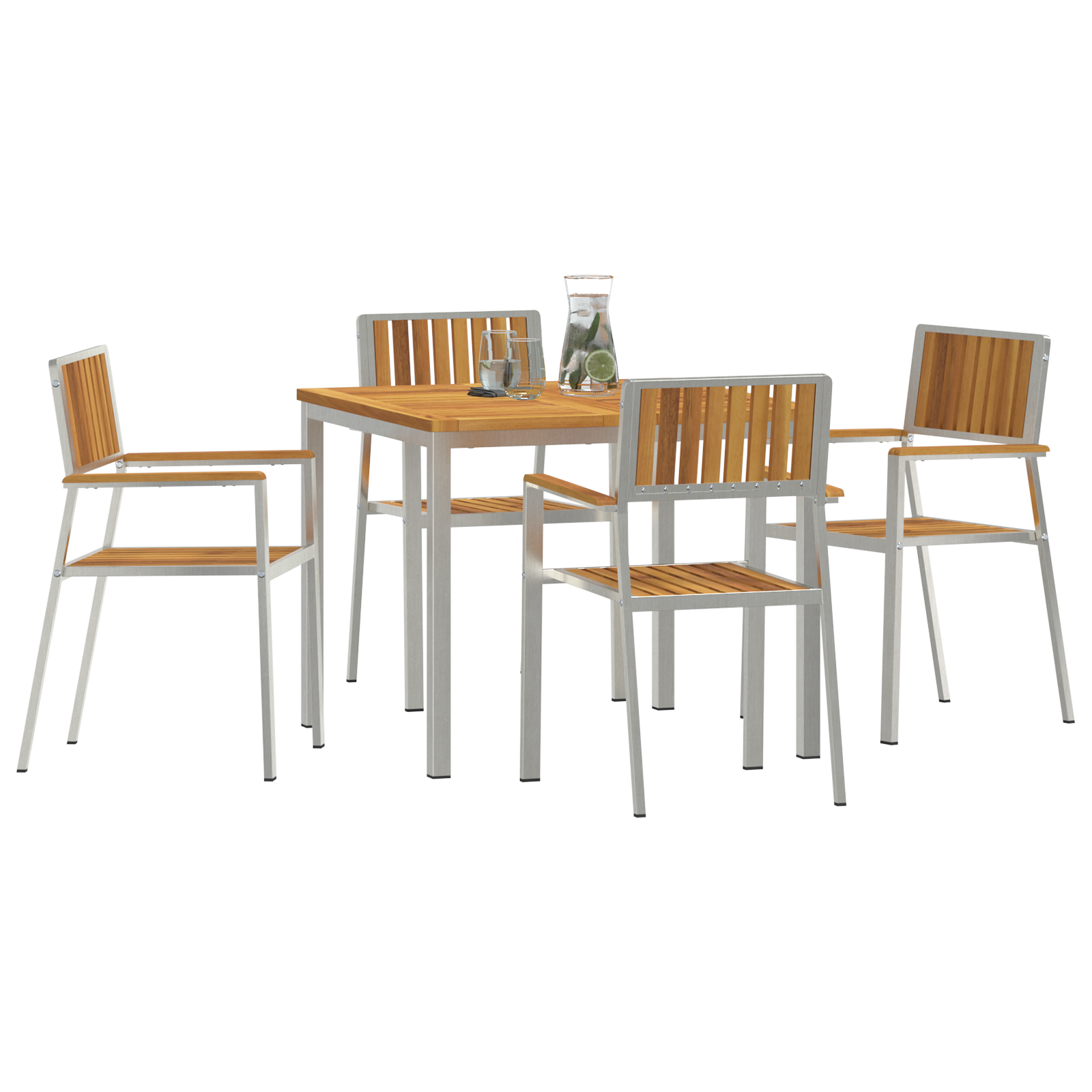 5 Piece Garden Dining Set Solid Wood Acacia - Image 3