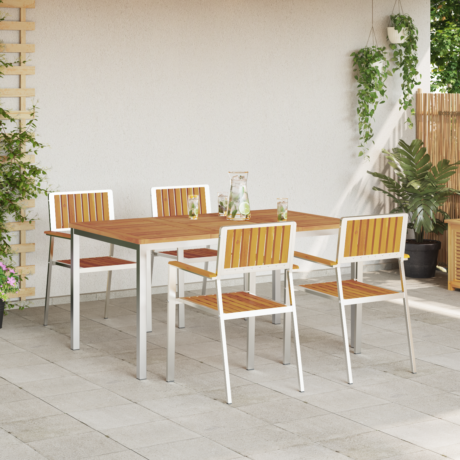 5 Piece Garden Dining Set Solid Wood Acacia - Image 4