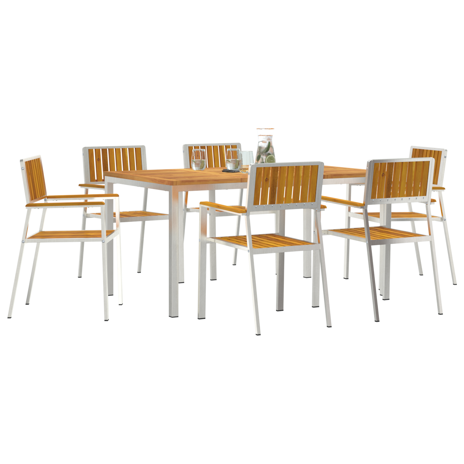7 Piece Garden Dining Set Solid Wood Acacia - Image 3
