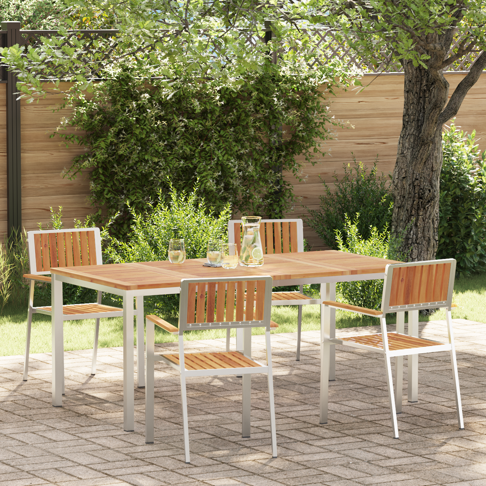 5 Piece Garden Dining Set Solid Wood Acacia