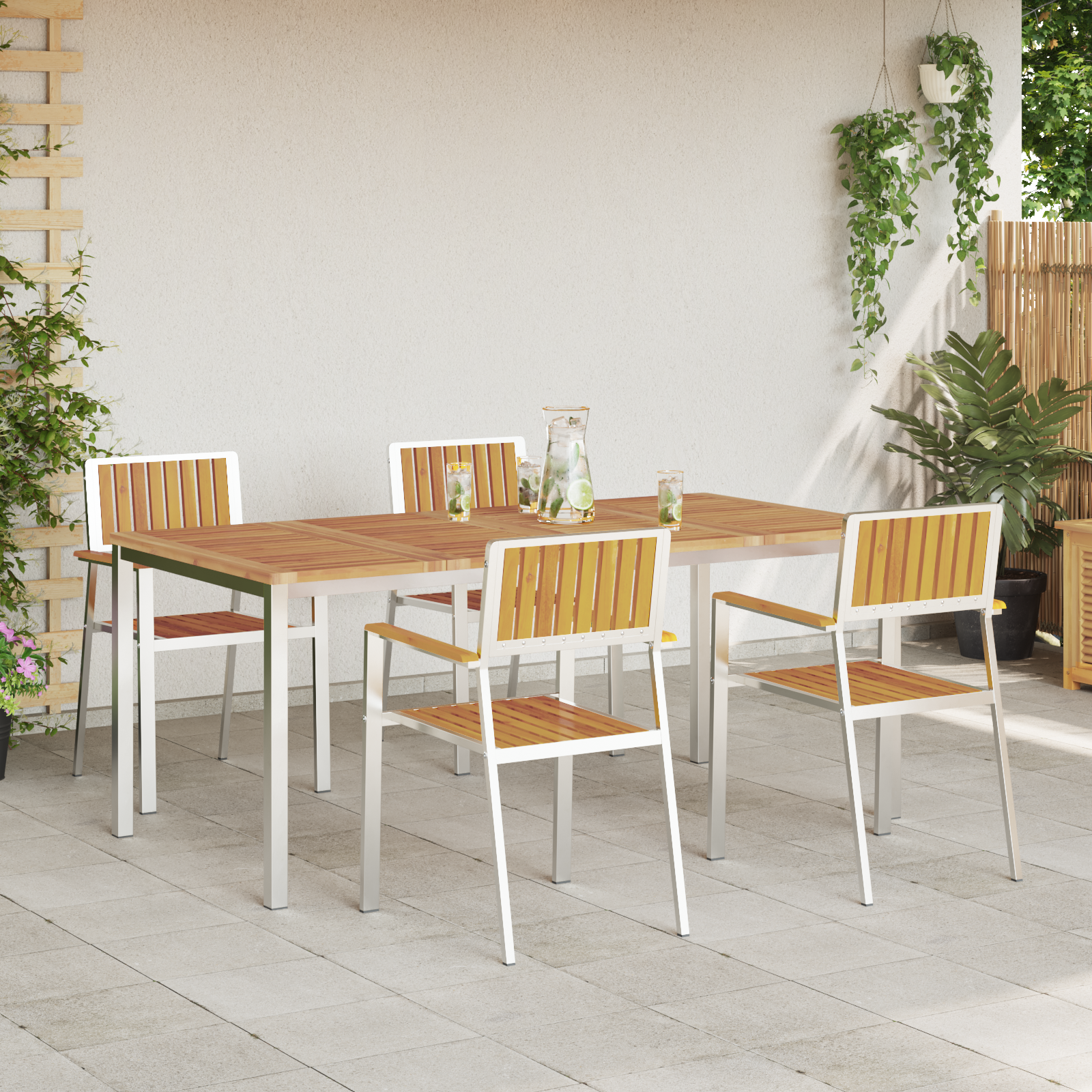 5 Piece Garden Dining Set Solid Wood Acacia - Image 4