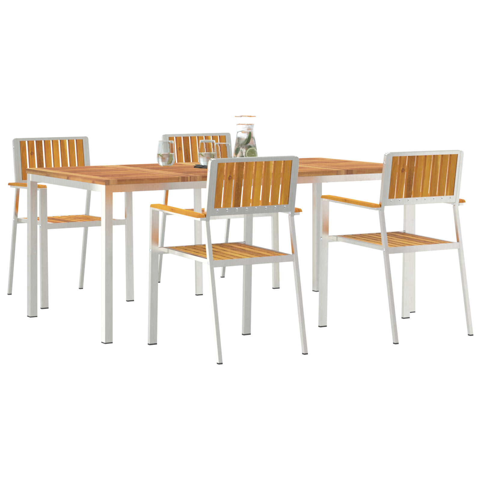 5 Piece Garden Dining Set Solid Wood Acacia - Image 3
