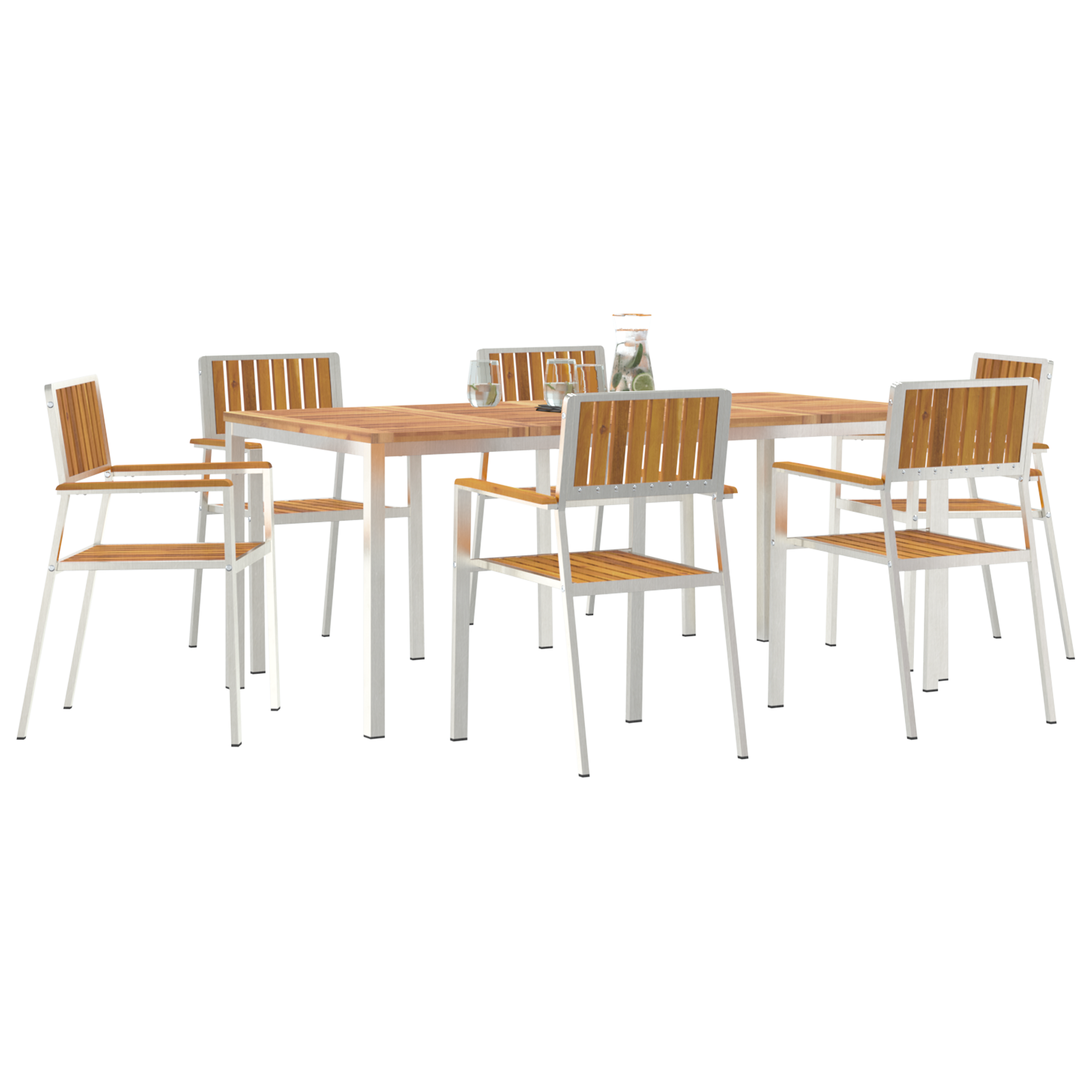 7 Piece Garden Dining Set Solid Wood Acacia - Image 2