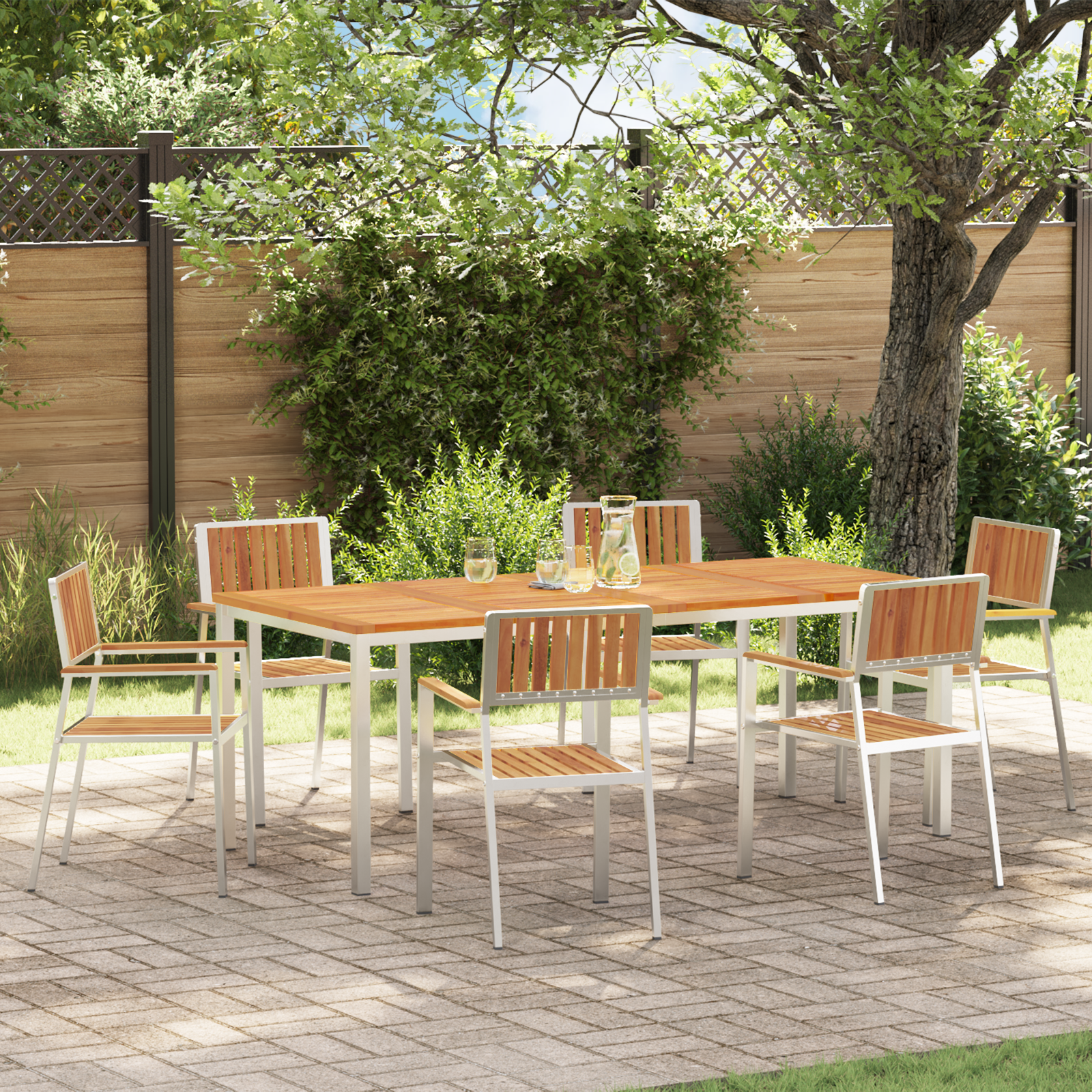 7-teilige Garten Essgruppe aus massivem Akazienholz - Gartenmöbel - Your Garden Eden