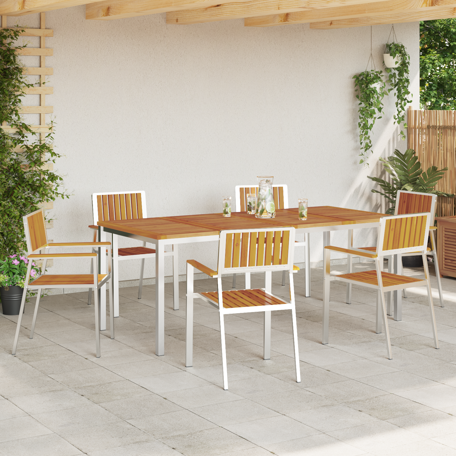 7-teilige Garten Essgruppe aus massivem Akazienholz - Gartenmöbel - Your Garden Eden