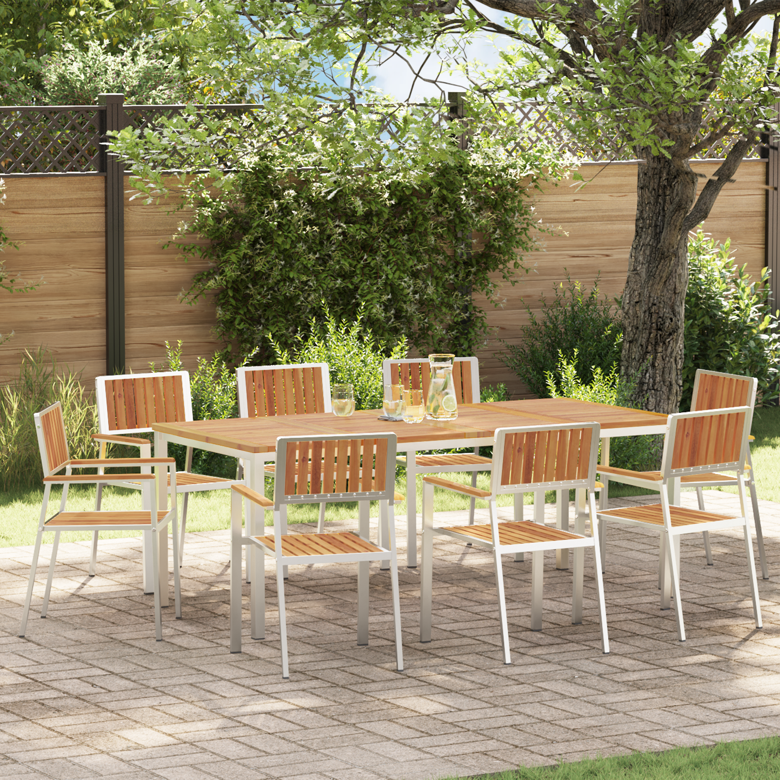 9-teiliges Garten Essgruppe aus solidem Akazienholz - Gartenmöbel - Your Garden Eden
