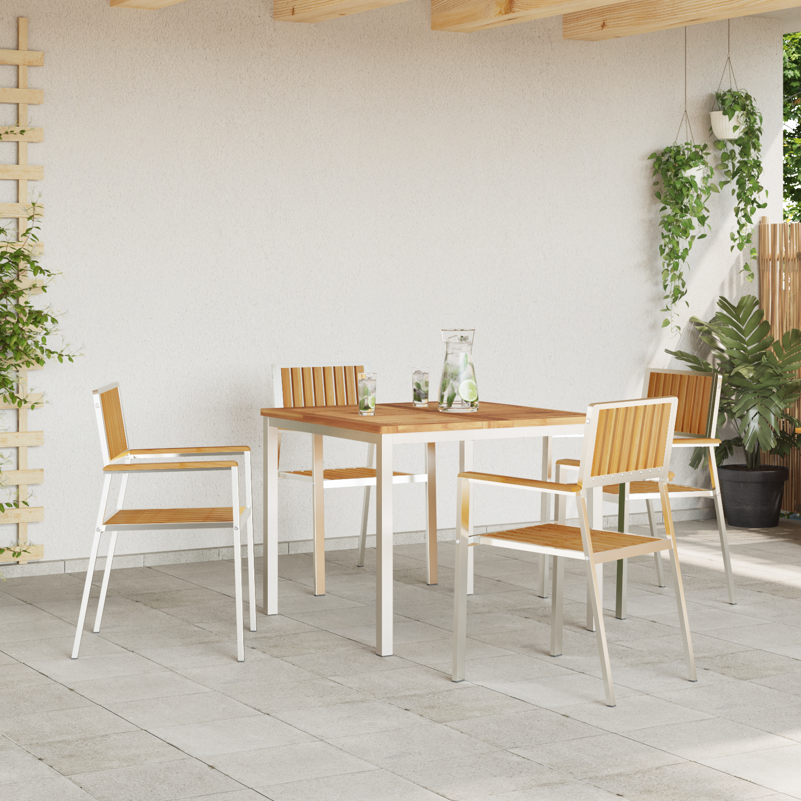 Buiten eettafelset 5 pcs Bruin Massief Teakhout image 4