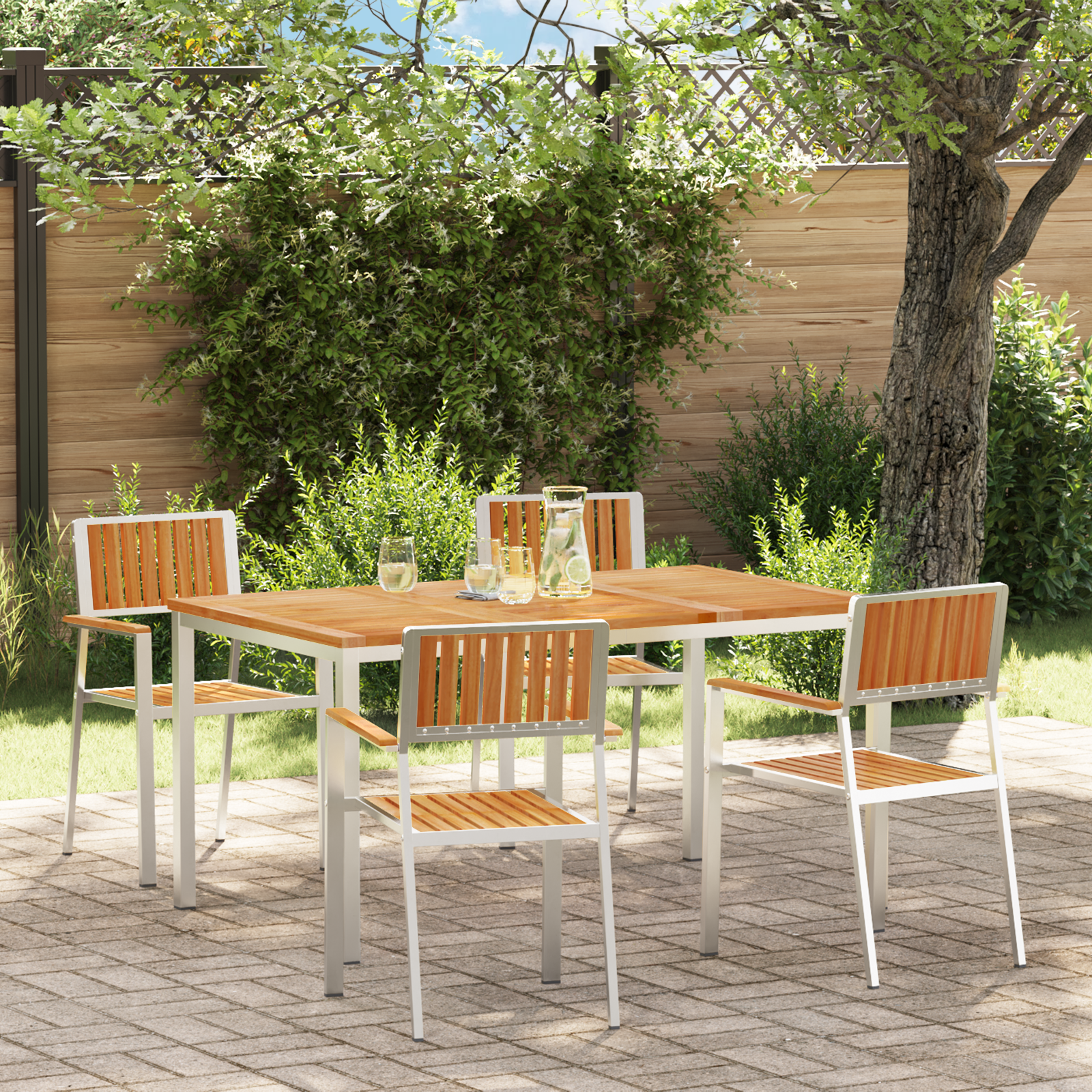 5 Piece Garden Dining Set Solid Wood Teak