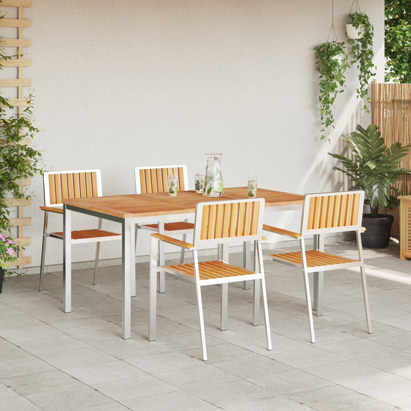 5 Piece Garden Dining Set Solid Wood Teak - Image 4