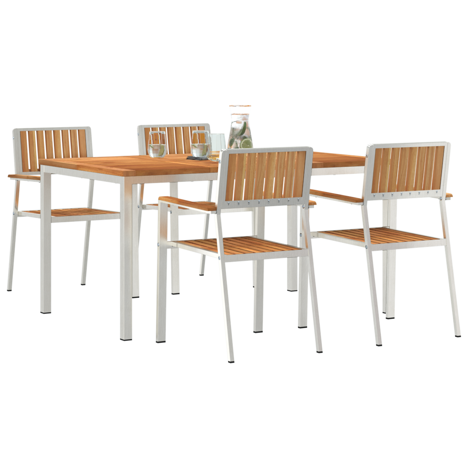 5 Piece Garden Dining Set Solid Wood Teak - Image 3