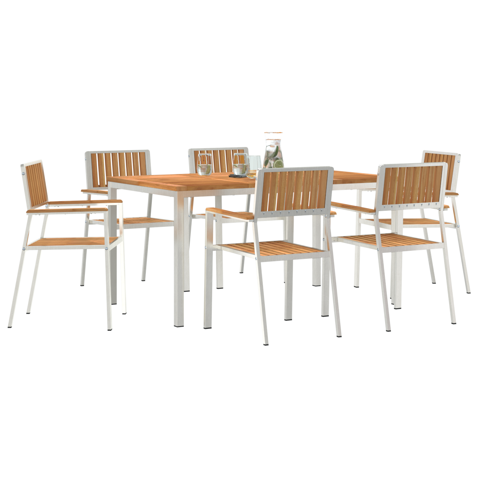 7 Piece Garden Dining Set Solid Wood Teak - Image 3